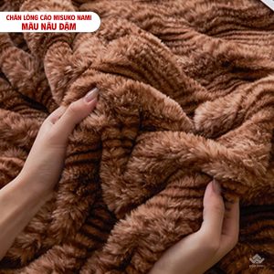 Chăn lông cáo nhân tạo Misuko Nami loang lượn sóng màu nâu đậm 200x220cm nặng 2,5kg - Ảnh 5