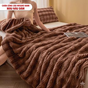 Alternative view of Chăn lông cáo nhân tạo Misuko Nami loang lượn sóng màu nâu đậm 200x220cm nặng 2,5kg